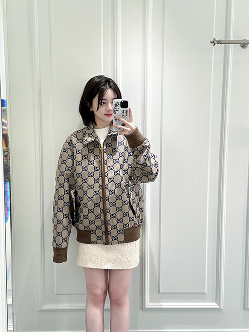 グッチ 新しい ダブルGウインドブレーカーリボンコート
