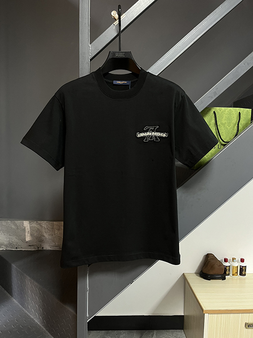 クロムハーツ マークが揃ったレザーロゴ発泡半袖Tシャツ