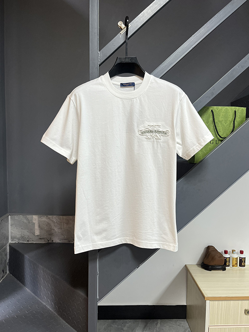 クロムハーツ マークが揃ったレザーロゴ発泡半袖Tシャツ