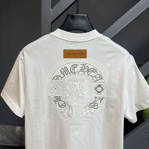 クロムハーツ マークが揃ったレザーロゴ発泡半袖Tシャツ