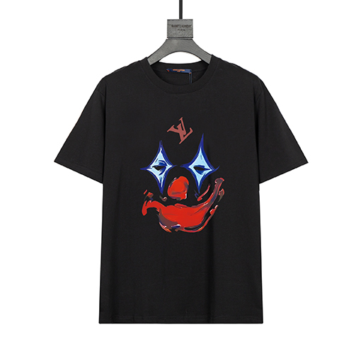 ルイヴィトンスーパーコピー プリントラウンドネックTシャツ