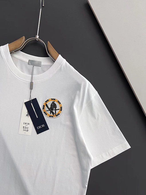 ディオール クラシックボタン手縫いカスタムロゴ半袖tシャツ