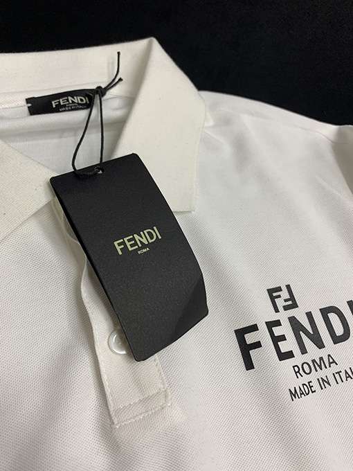 フェンディスーパーコピー  エンボス ファッション半袖ポロシャツ