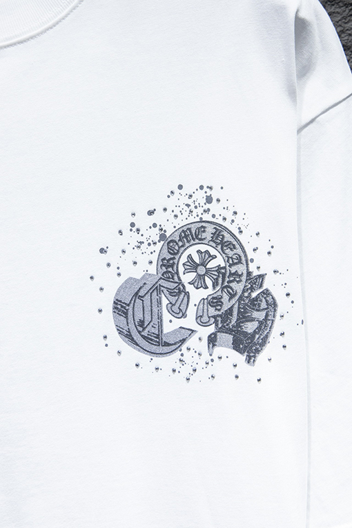 クロムハーツ オーストリアのラインストーンホットダイヤモンドプリント半袖Tシャツ