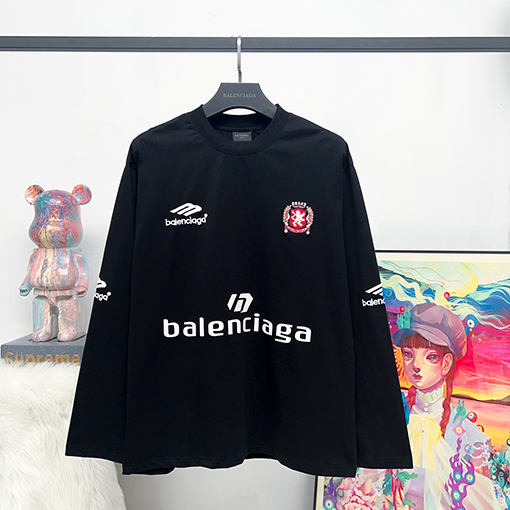 バレンシアガコピー コラボレーションサッカー 刺繍プリント長袖シャツ