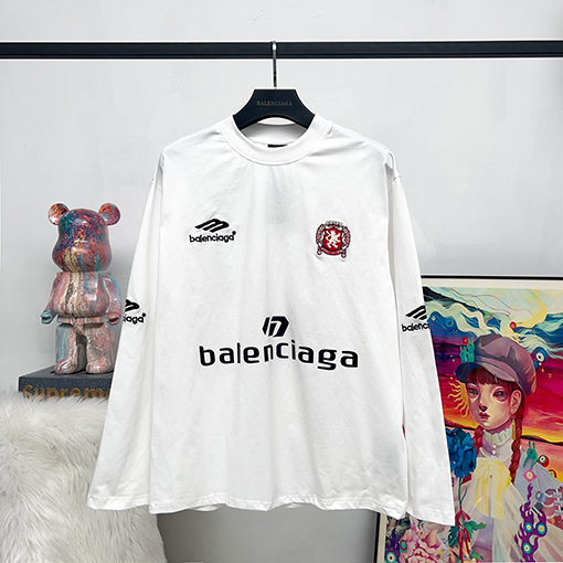 バレンシアガコピー コラボレーションサッカー 刺繍プリント長袖シャツ