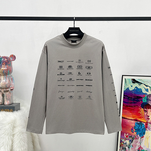 バレンシアガ クラシックフルロゴコレクションプリント長袖シャツ