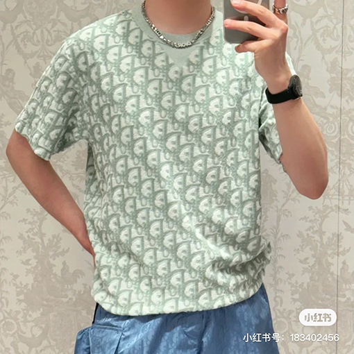 ディオールスーパーコピー ジャカードクラシックロゴ半袖Tシャツ