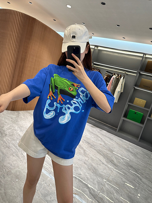 バーバリーコピー 新しい落書きカエルスケッチプリント半袖Tシャツ