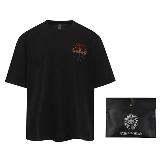 クロムハーツ ファッションクロスホットドリルラウンドネック半袖Tシャツ