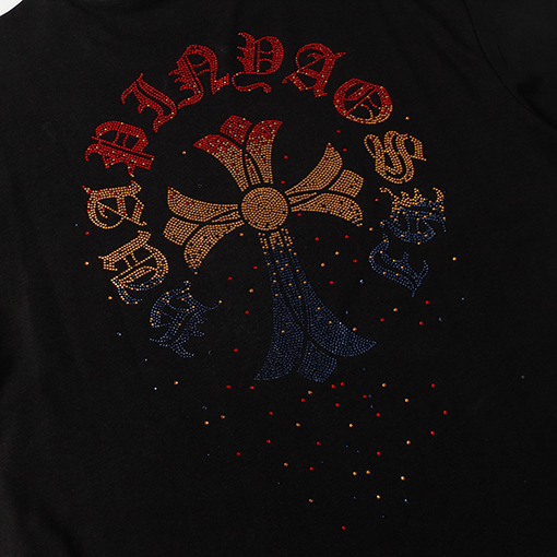 クロムハーツ ファッションクロスホットドリルラウンドネック半袖Tシャツ