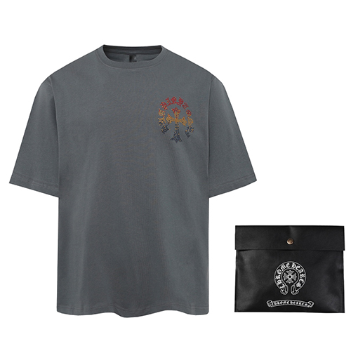 クロムハーツ ファッションクロスホットドリルラウンドネック半袖Tシャツ