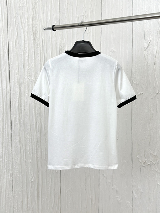 セリーヌスーパーコピー コントラストカラーのクルーネック半袖Tシャツ
