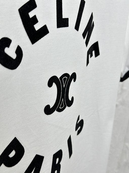 セリーヌスーパーコピー コントラストカラーのクルーネック半袖Tシャツ