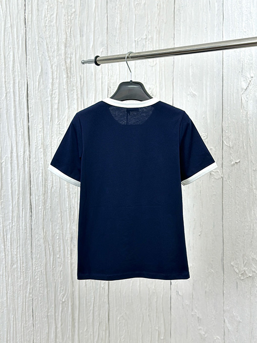 セリーヌスーパーコピー コントラストカラーのクルーネック半袖Tシャツ