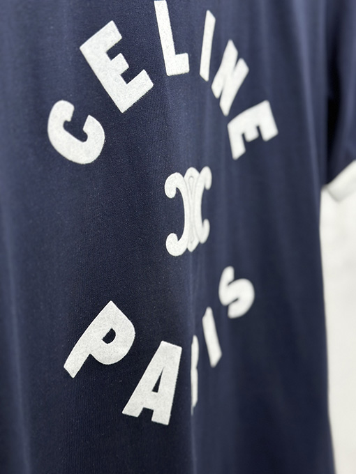 セリーヌスーパーコピー コントラストカラーのクルーネック半袖Tシャツ