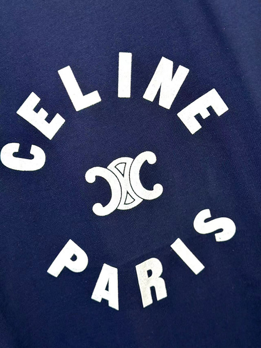 セリーヌスーパーコピー コントラストカラーのクルーネック半袖Tシャツ
