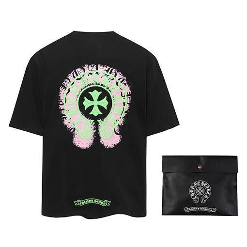 クロムハーツコピー 馬蹄サンスクリットプリント半袖Tシャツ