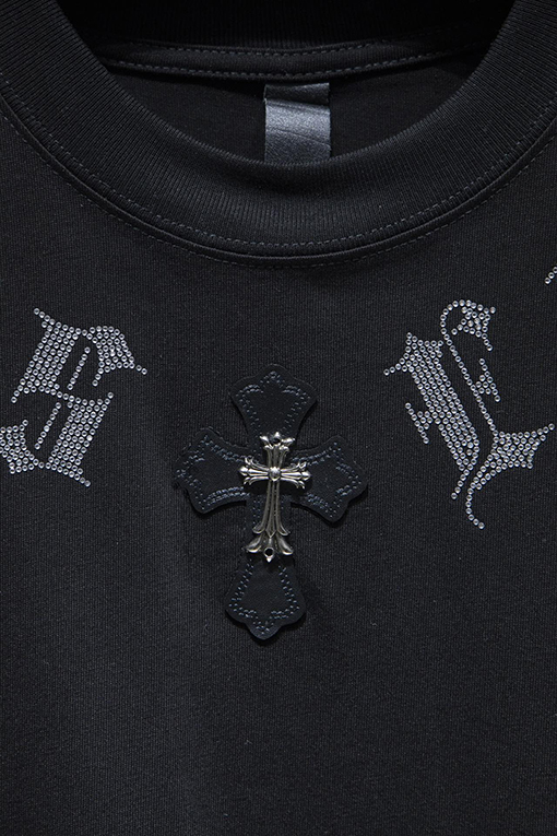 クロムハーツ 胸の刺繍ロゴ半袖Tシャツ