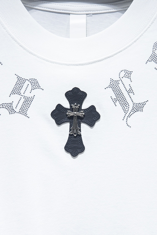 クロムハーツ 胸の刺繍ロゴ半袖Tシャツ