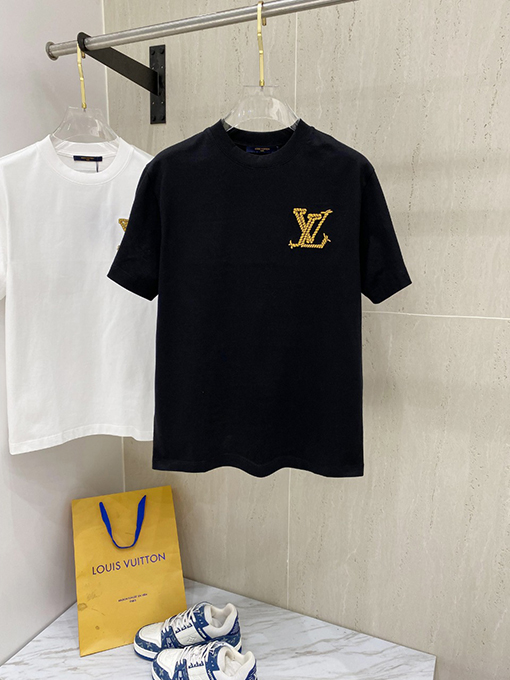 ルイヴィトン 新しいファッションシリーズのロゴ半袖Tシャツ