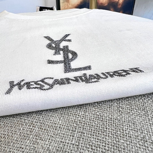 サンローランコピー クラシックパターンロゴ半袖Tシャツ