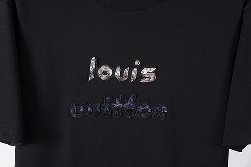ルイヴィトン ファッション幻想なグラデーション文字ビーズ半袖Tシャツ