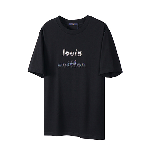 ルイヴィトン ファッション幻想なグラデーション文字ビーズ半袖Tシャツ