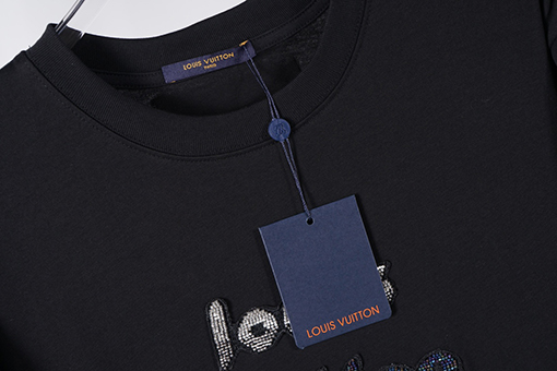 ルイヴィトン ファッション幻想なグラデーション文字ビーズ半袖Tシャツ