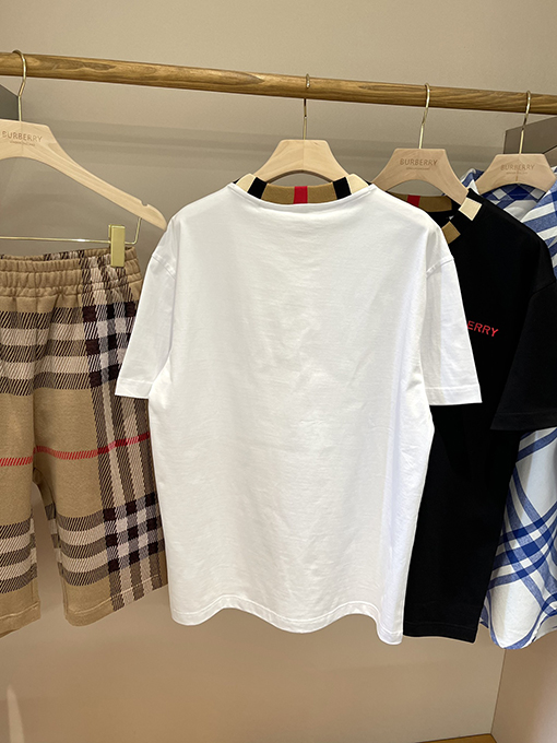 バーバリーコピー 新しいロゴ刺繍入りコットン半袖Tシャツ