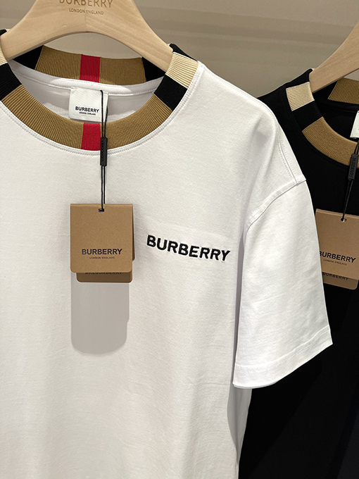 バーバリーコピー 新しいロゴ刺繍入りコットン半袖Tシャツ