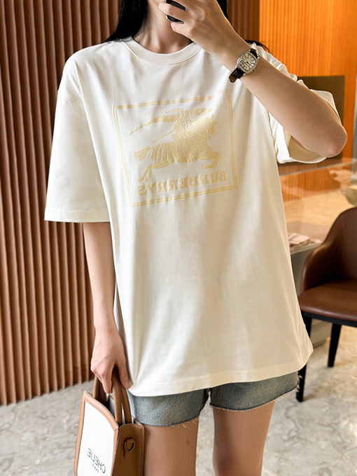 バーバリーコピー  マイクロラベル軍馬柄プリントルーズTシャツ