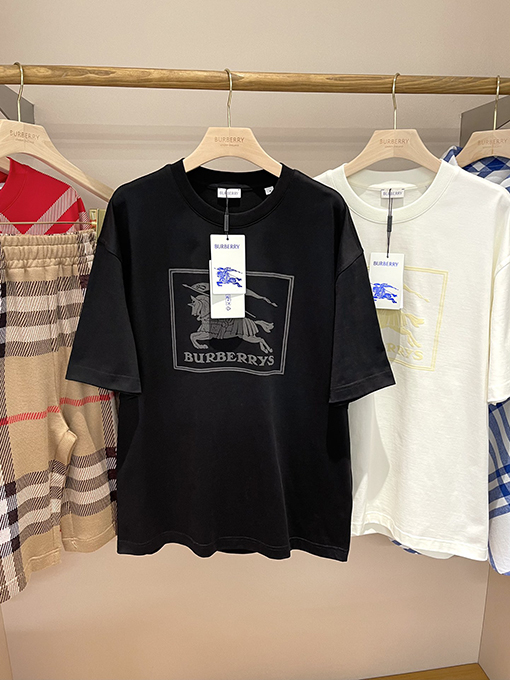 バーバリーコピー  マイクロラベル軍馬柄プリントルーズTシャツ