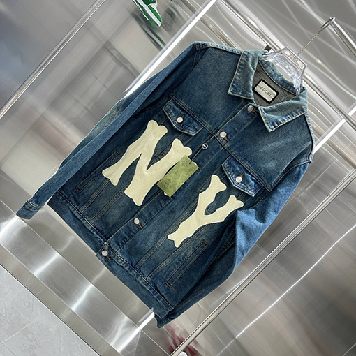 グッチスーパーコピー NY アルファベット刺繍カップルデニムジャケット