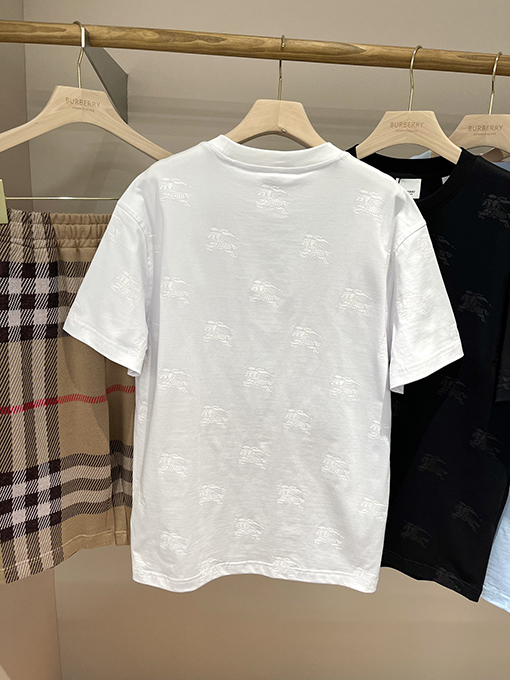 バーバリー  新しい馬術騎士ロゴフルフラワーコットン半袖Tシャツ