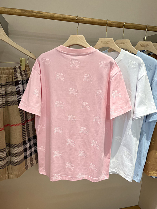 バーバリー  新しい馬術騎士ロゴフルフラワーコットン半袖Tシャツ