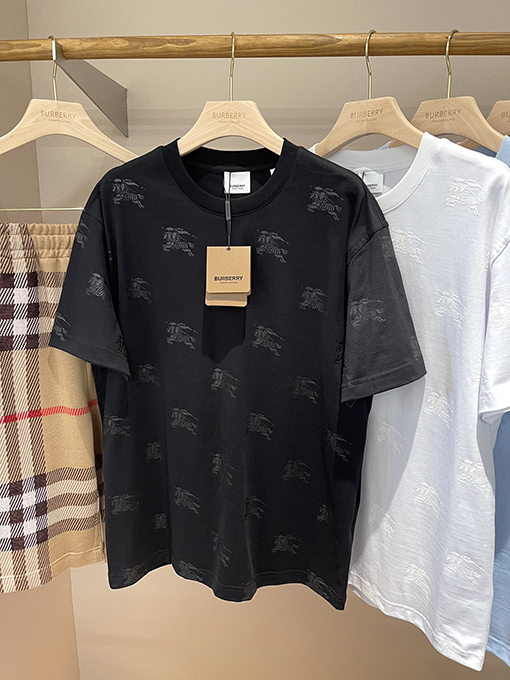 バーバリー  新しい馬術騎士ロゴフルフラワーコットン半袖Tシャツ