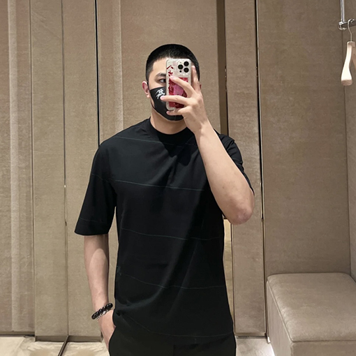 バーバリーコピー 新しいポニー刺繍ストライプ柄半袖Tシャツ