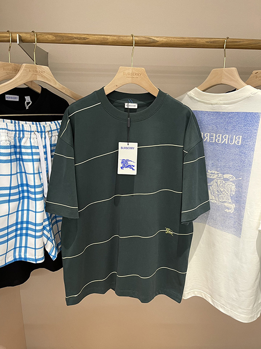 バーバリーコピー 新しいポニー刺繍ストライプ柄半袖Tシャツ
