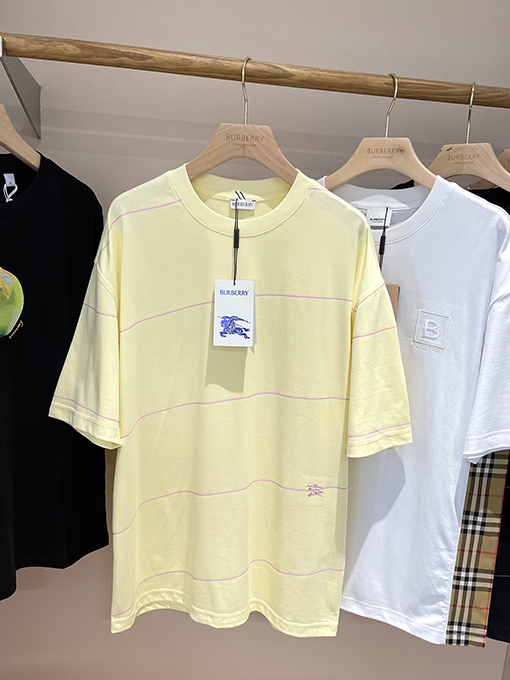 バーバリーコピー 新しいポニー刺繍ストライプ柄半袖Tシャツ