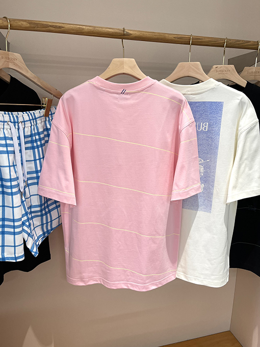 バーバリーコピー 新しいポニー刺繍ストライプ柄半袖Tシャツ