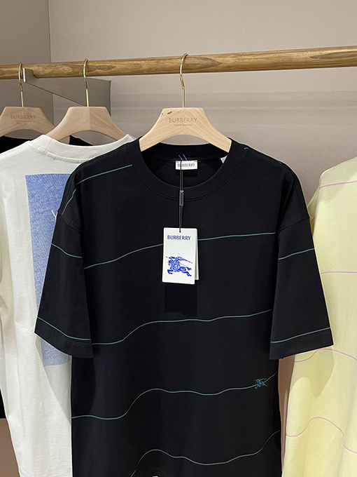 バーバリーコピー 新しいポニー刺繍ストライプ柄半袖Tシャツ