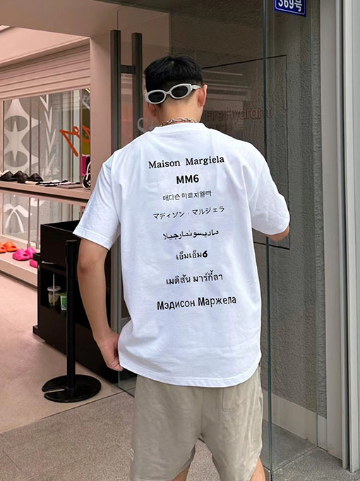 マルタンマルジェラコピー  アルファベットロゴプリント半袖Tシャツ