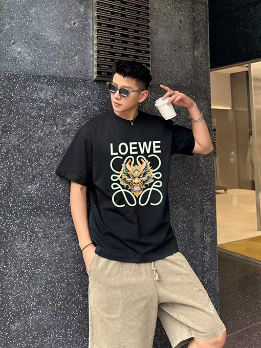 ロエベ リブロゴプリント半袖Tシャツ