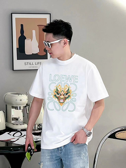 ロエベ リブロゴプリント半袖Tシャツ