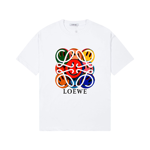 ロエベスーパーコピー ロゴプリントファッションプルラックリブ半袖Tシャツ