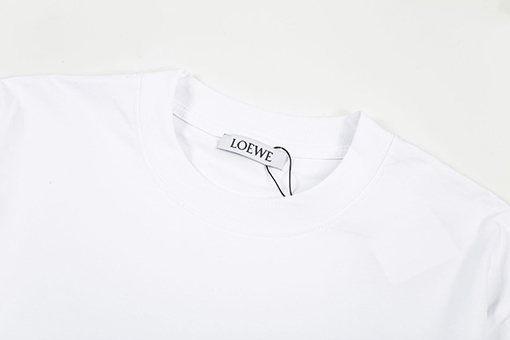 ロエベスーパーコピー ロゴプリントファッションプルラックリブ半袖Tシャツ