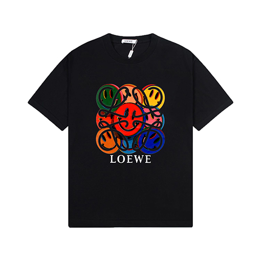 ロエベスーパーコピー ロゴプリントファッションプルラックリブ半袖Tシャツ