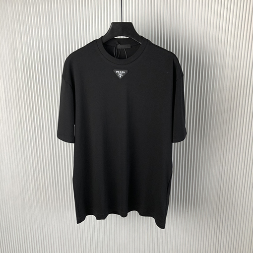 プラダ 新しいアルファベットの革の半袖Tシャツ