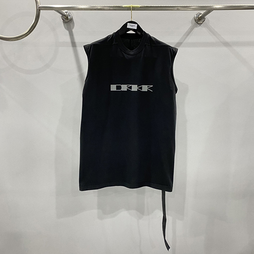 リックオウエンス  プリントロゴノースリーブTシャツ
